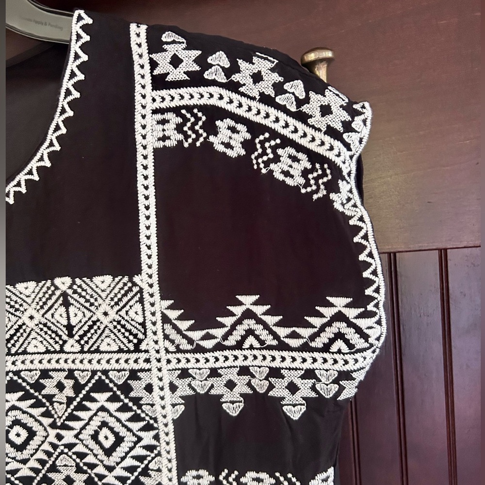SAVANNA JANE Embroidered Tunic Coverup Boho Beach Folk Resort Coastal Western S - Picture 6 of 11